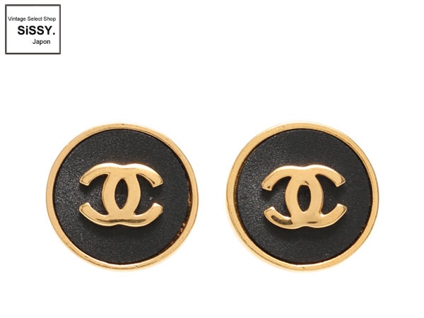 シャネル ■CHANEL■ イヤリング ココマーク ヴィンテージ ブラック ゴールド