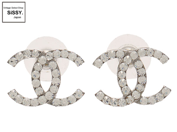 シャネル ■CHANEL■ ココマーク ピアス メタル ラインストーン シルバー クリア 02P