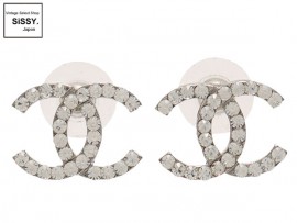 シャネル ■CHANEL■ ココマーク ピアス メタル ラインストーン シルバー クリア 02P|アクセサリー