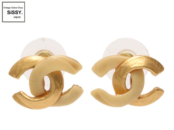 【美品】CHANEL/シャネル　ピアス ココマーク ベージュ ゴールド マット ココ クラッシュ コレクション イヤリング ベージュゴールド
