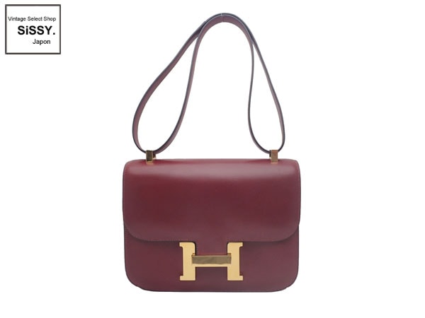 エルメス ■HERMES■ コンスタンス23 ショルダーバッグ ルージュアッシュ ボックスカーフ ゴールド金具 ○X刻印