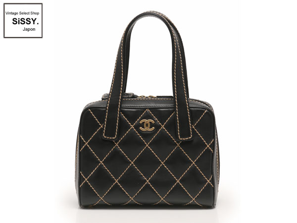 シャネル ■CHANEL■ ハンドバッグ ワイルドステッチ レザー ブラック ベージュ