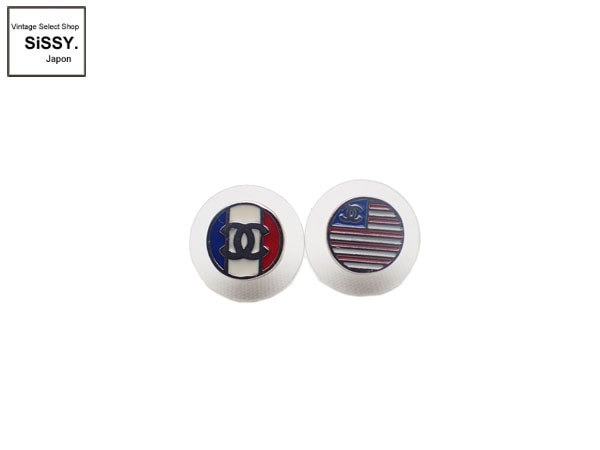 シャネル ■CHANEL■ ピアス 国旗 フランス（トリコロール）＆アメリカ（星条旗） ココマーク 03A