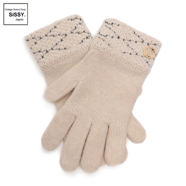ルイ・ヴィトン ■LOUIS VUITTON■ 手袋 グローブ ウールｘカシミアｘシルク アイボリー レディース ゴン・マルタージュ M58363