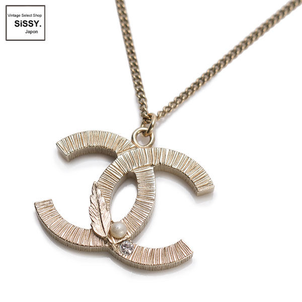 シャネル ■CHANEL■ ネックレス ココマーク ラインストーン フェイクパール ライトゴールド B12A
