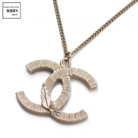 シャネル ■CHANEL■ ネックレス ココマーク ラインストーン フェイクパール ライトゴールド B12A|アクセサリー