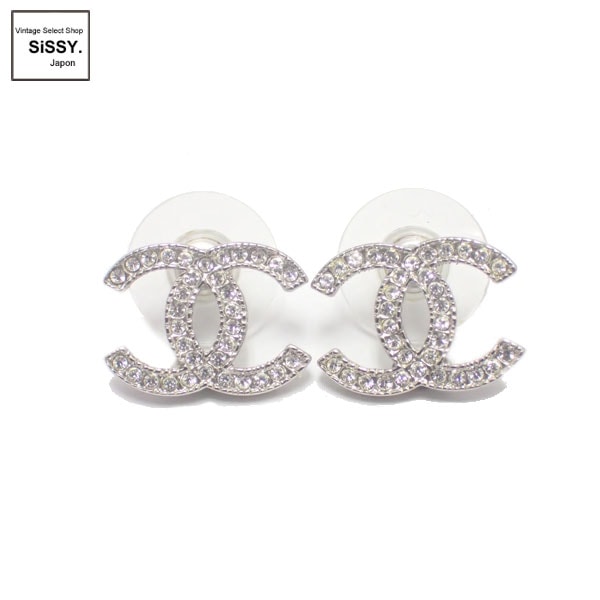 シャネル ピアス ココマーク ラインストーン シルバー A12P