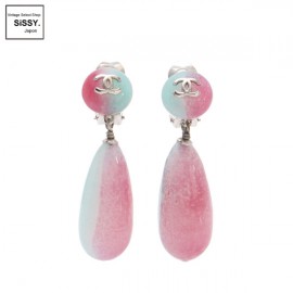 シャネル イヤリング ココマーク カラーストーン 水色 ピンク 99P CHANEL|アクセサリー