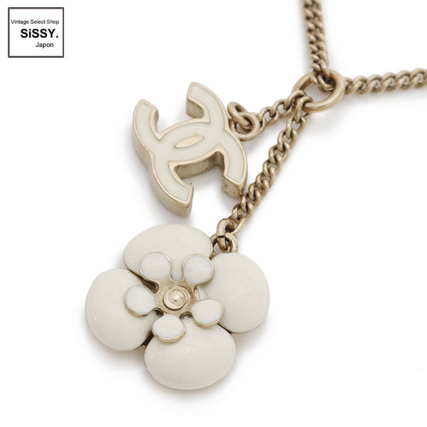 □シャネル□ ネックレス ココマーク カメリア ゴールド ホワイト 06C  