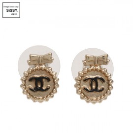 ■シャネル■ ピアス ココマーク リボン ゴールド ブラック A14V 【CHANEL】|アクセサリー