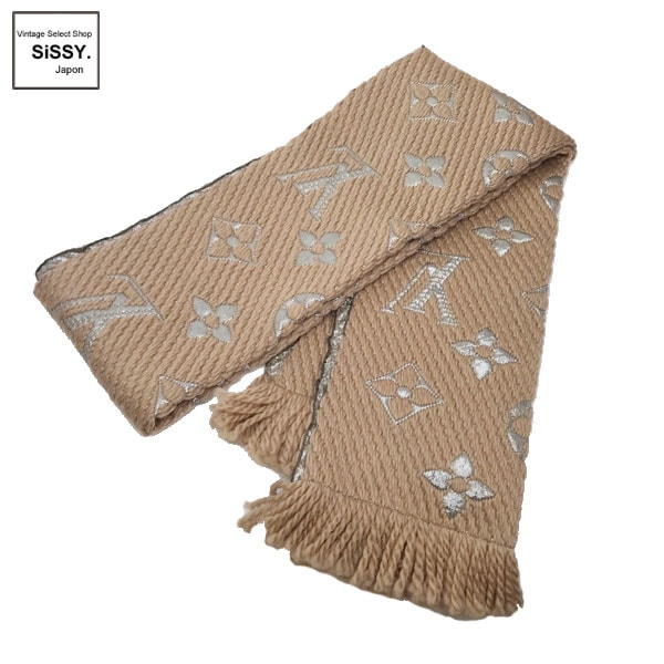 ■ルイ・ヴィトン■ マフラー エシャルプ ロゴマニア シャイン ベージュ M75834 【LOUIS VUITTON】