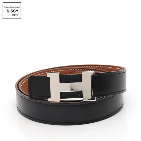 ■エルメス■ Hベルト ミニコンスタンス リバーシブル ボックスカーフ トゴ ブラック ブラウン □K刻印 シルバー金具 【HERMES】