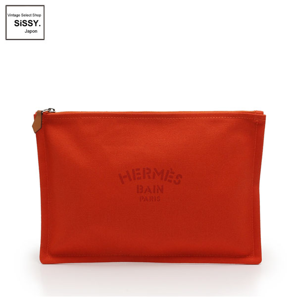 ■エルメス■ ヨッティングGM ポーチ コットンキャンバス オレンジ 【HERMES】