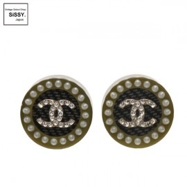■シャネル■ ココマーク ピアス カーキ ブラック ホワイト シルバー 17C 【CHANEL】|アクセサリー