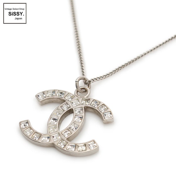 ■シャネル■ ネックレス ココマーク ラインストーン メタル シルバー B10A 【CHANEL】