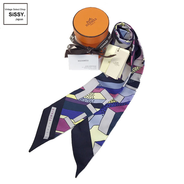 ■エルメス■ ツイリースカーフ 総柄 シルク マルチカラー 【HERMES】