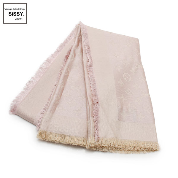 ■ルイ・ヴィトン■ ショール・モノグラム シャイン 大判ストール ベージュローズ M70644 【LOUIS VUITTON】