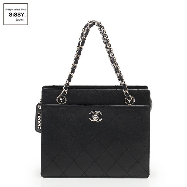 ■シャネル■ チェーン ハンドバッグ キャビアスキン ブラック シルバー金具 【CHANEL】