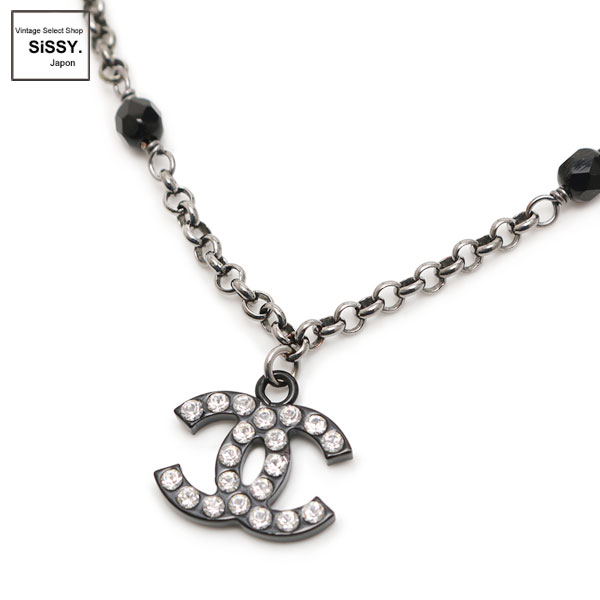 ■シャネル■ ネックレス ココマーク ラインストーン ガンメタリック ブラック 05A 【CHANEL】