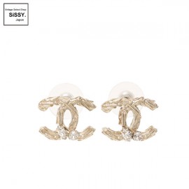 ■シャネル■ ココマーク ピアス ラインストーン シャンパンゴールド クリア B14K 【CHANEL】|アクセサリー