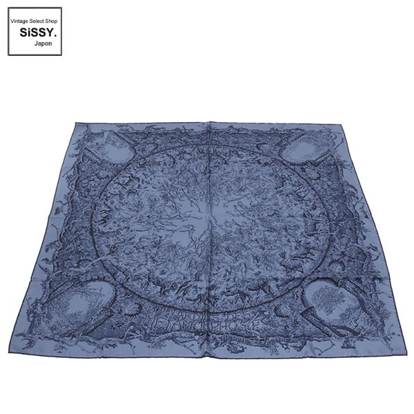 ■エルメス■ カレ90 スカーフ「JARDIN DES METAMORPHOSES」 シルク ブルー 【HERMES】