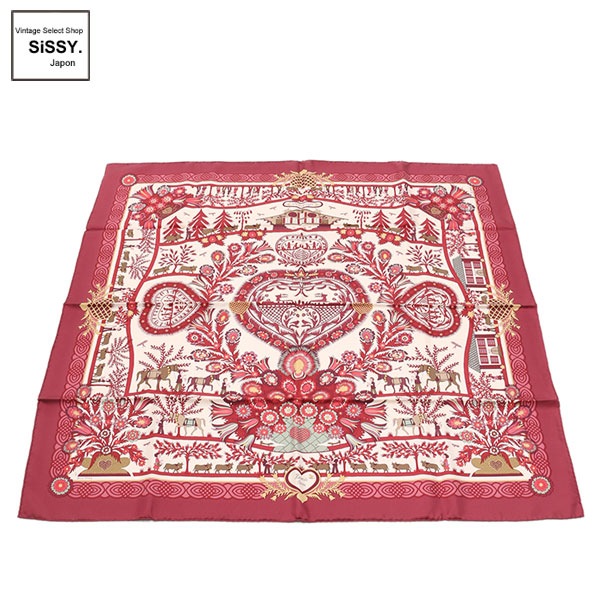 ■エルメス■ カレ90 スカーフ「Decoupages」 シルク カシス マルチカラー 【HERMES】