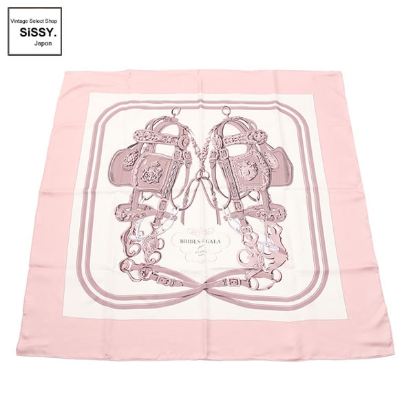 ■エルメス■ スカーフ カレ90 「BRIDES de GALA」 シルク ピンク ホワイト 【HERMES】