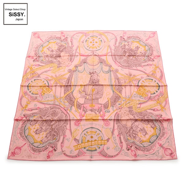 ■エルメス■ スカーフ カレ90 シルク ピンク マルチカラー 馬柄 【HERMES】