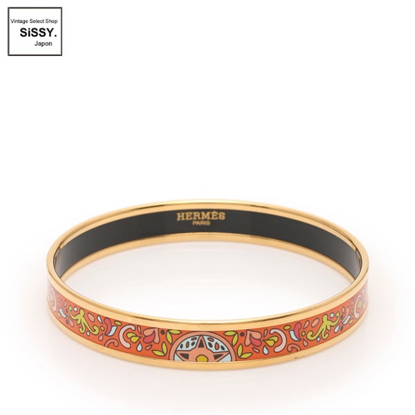 ■エルメス■ バングル エマイユPM 七宝焼き オレンジ ゴールド マルチカラー 【HERMES】