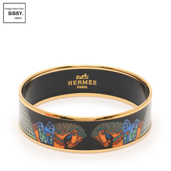 ■エルメス■ バングル エマイユGM 七宝焼き ブラック ゴールド マルチカラー 【HERMES】