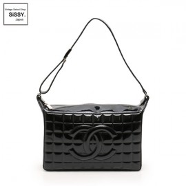 ■シャネル■ チョコバー ショルダーバッグ エナメルレザー ブラック  【CHANEL】|バッグ