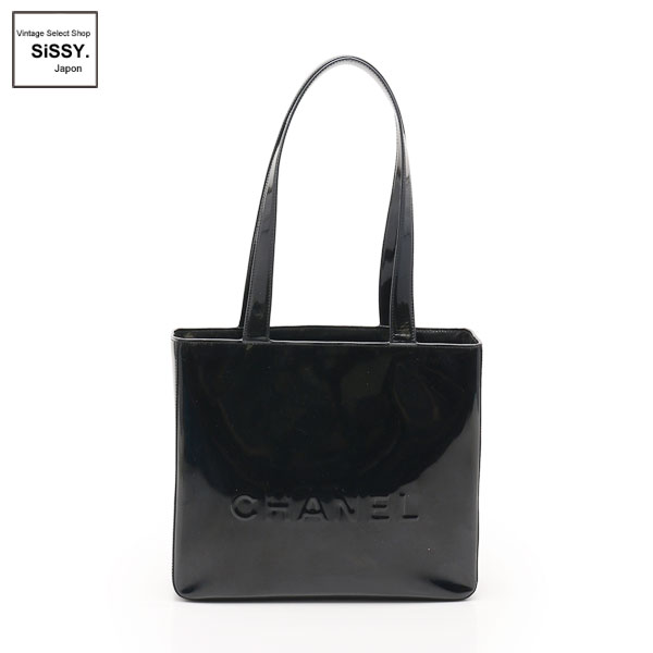 ■シャネル■ ロゴ トートバッグ エナメルレザー ブラック  【CHANEL】