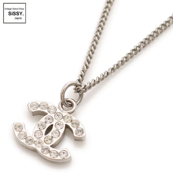 ■シャネル■ ココマーク ネックレス シルバー ラインストーン 07V 【CHANEL】