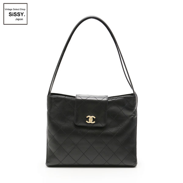 ■シャネル■ マトラッセ ココマーク ショルダーバッグ レザー ブラック ゴールド金具 【CHANEL】