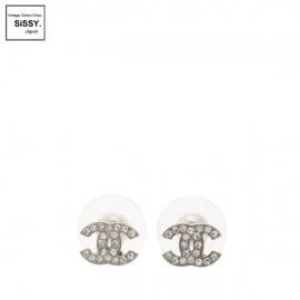 ■シャネル■ ココマーク ミニ ピアス シルバー ラインストーン A12V 【CHANEL】|アクセサリー