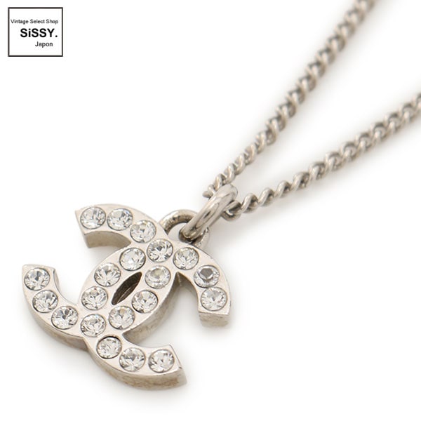 ■シャネル■ ココマーク ネックレス シルバー ラインストーン F13V 【CHANEL】