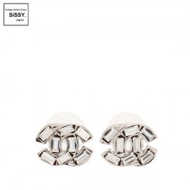 ■シャネル■ ココマーク ピアス ラインストーン シルバー クリア 01P 【CHANEL】|アクセサリー