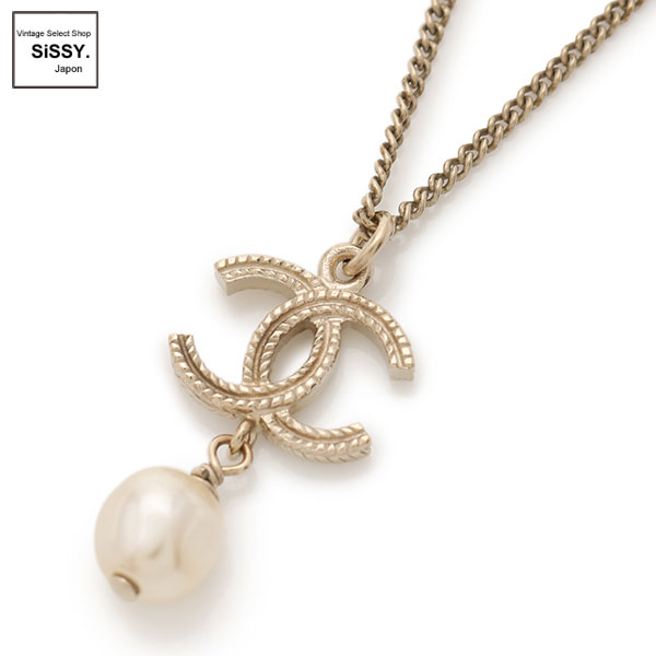 ■シャネル■ ココマーク ネックレス フェイクパール シルバー アイボリー B12P 【CHANEL】