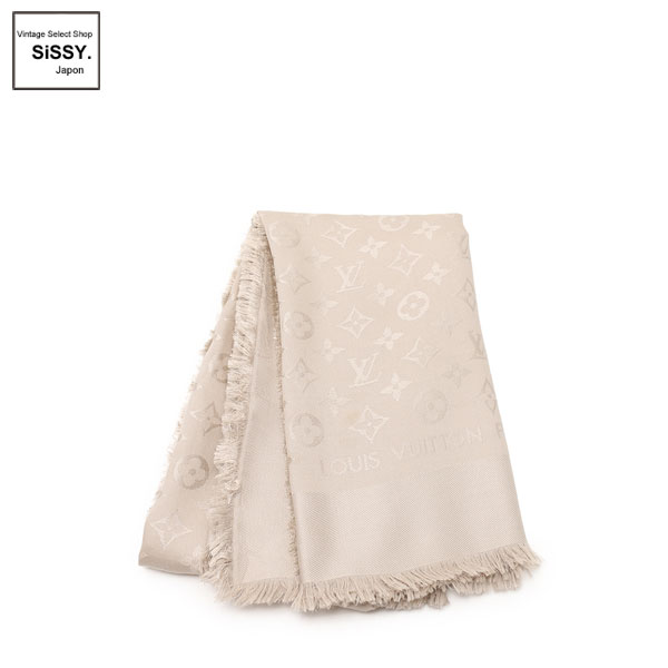 ■ルイ・ヴィトン■ ショール モノグラム 大判ストール ショール シルク ウール グレージュ M71336 【LOUIS VUITTON】