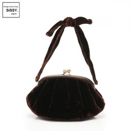 ■シャネル■ ココマーク ハンドバッグ ベロア ダークブラウン がま口 リボン 【CHANEL】