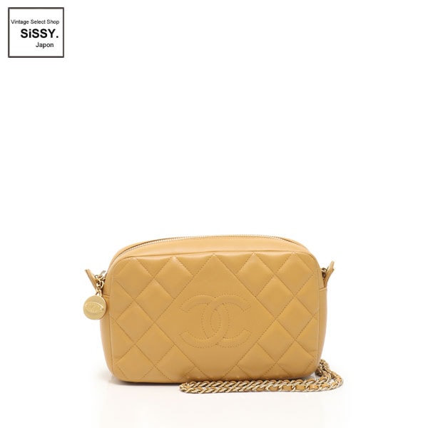 ■シャネル■ マトラッセ チェーンショルダーバッグ レザー キャメル  【CHANEL】