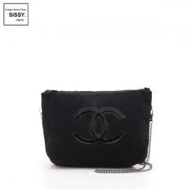 ■シャネル■ ココマーク チェーンショルダーバッグ パイル地 エナメル ブラック ノベルティ 【CHANEL】|バッグ