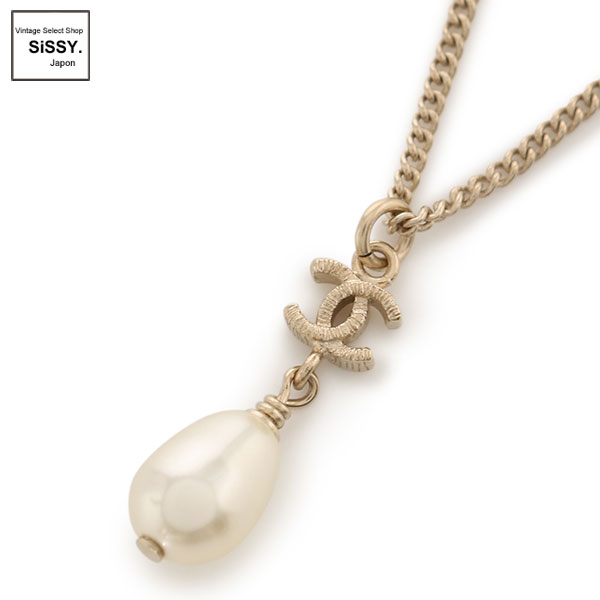 ■シャネル■ ココマーク ネックレス フェイクパール アイボリー ゴールド B12C 【CHANEL】