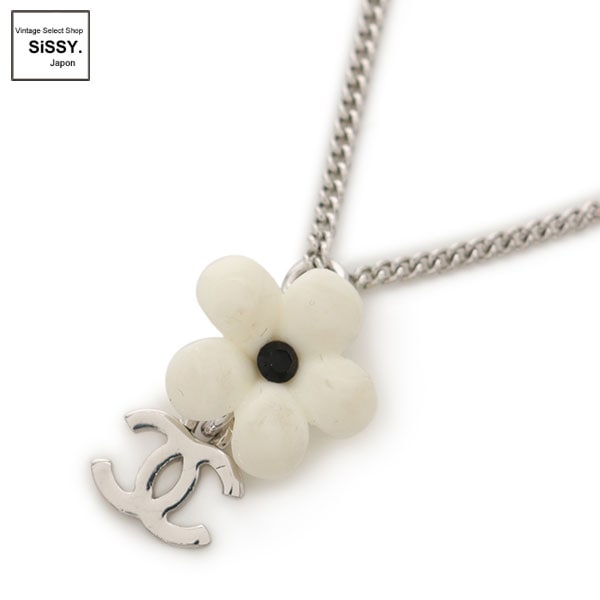 ■シャネル■ フラワー ココマーク ネックレス シルバー ホワイト 05A 【CHANEL】