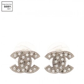 ■シャネル■ ココマーク ピアス ラインストーン シルバー 09P 【CHANEL】|アクセサリー