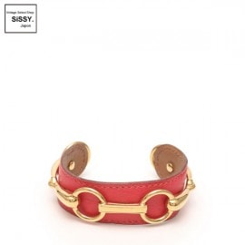 ■エルメス■ ホースビット バングル ボックスカーフ ゴールド ルージュビフ 【HERMES】|アクセサリー