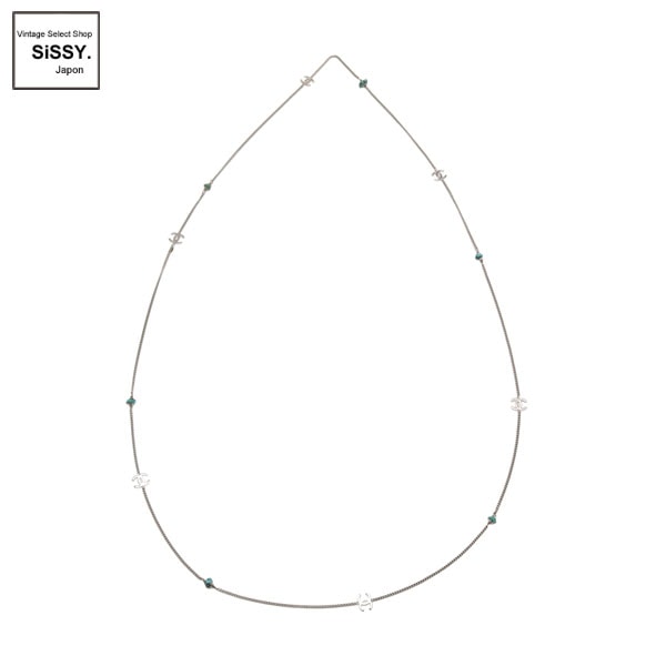 ■シャネル■ ココマーク ロングネックレス ターコイズ シルバー 水色 97A 【CHANEL】