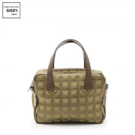 ■シャネル■ ニュートラベルライン 2WAY ハンドバッグ ナイロンキャンバス レザー カーキ ブラウン  【CHANEL】