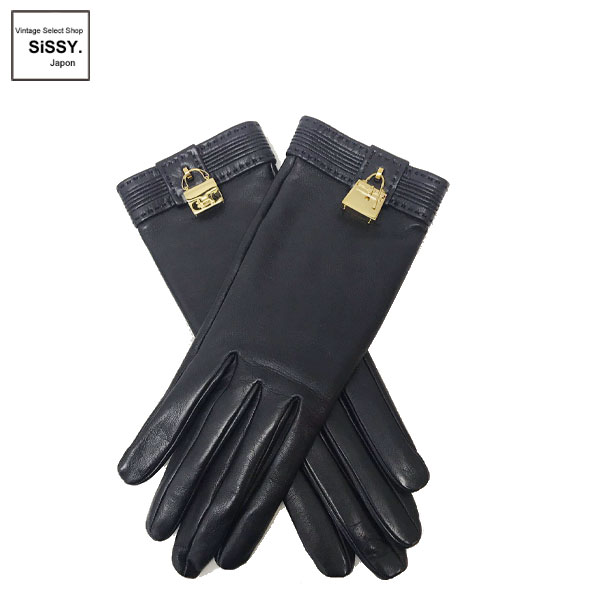 ■エルメス■ グローブ 手袋 ソヤ ケリー コンスタンス チャーム ラムレザー ブラック 7 【HERMES】