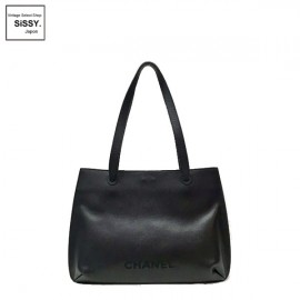 ■シャネル■ キャビアスキン ロゴ トートバッグ ブラック 5番台  【CHANEL】
